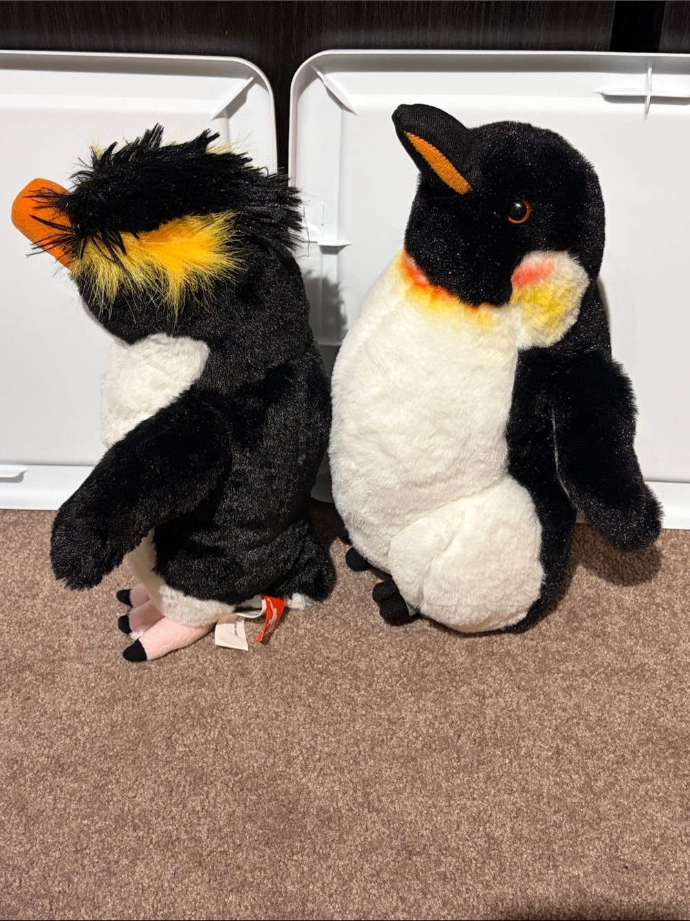 Plush Penguin pair - Black, White & Orange - Picture 2 of 5